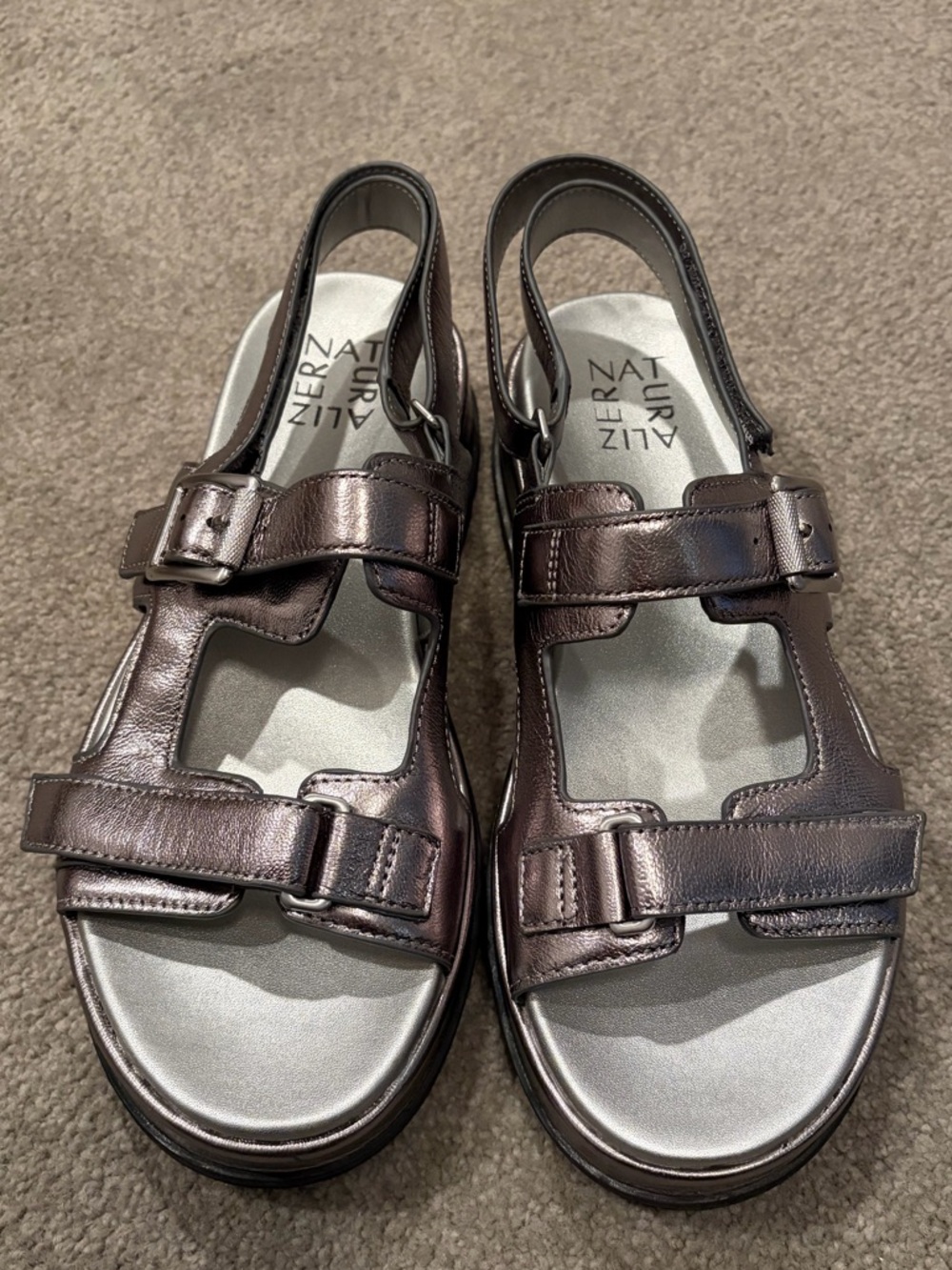 Naturalizer Ziva Slingback Platform Sandals in Pewter